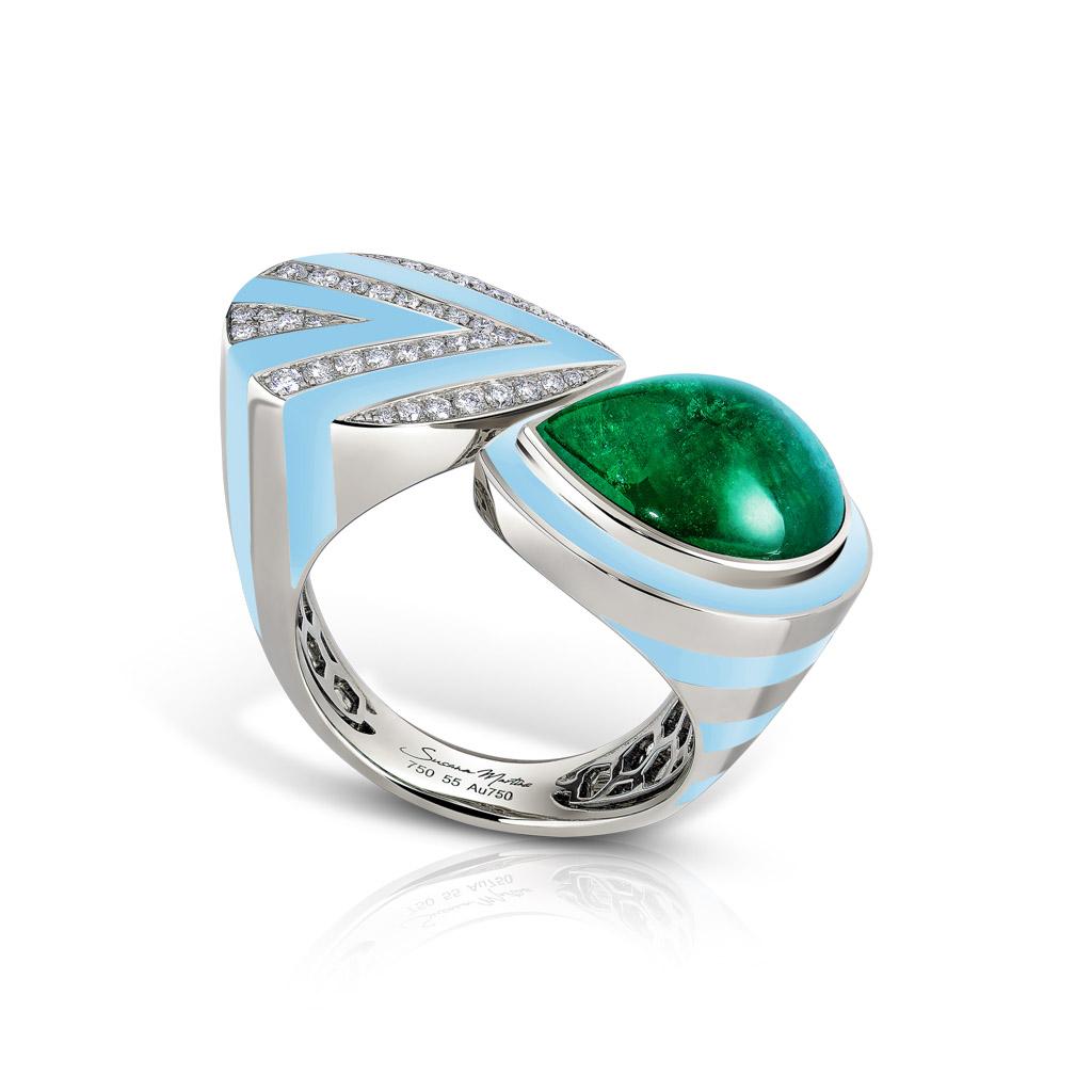 Art déco-inspirierter Smaragd-Ring im Angebot 2