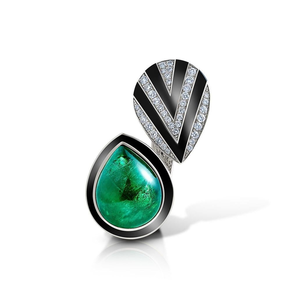 Art déco-inspirierter Smaragd-Ring im Angebot 3