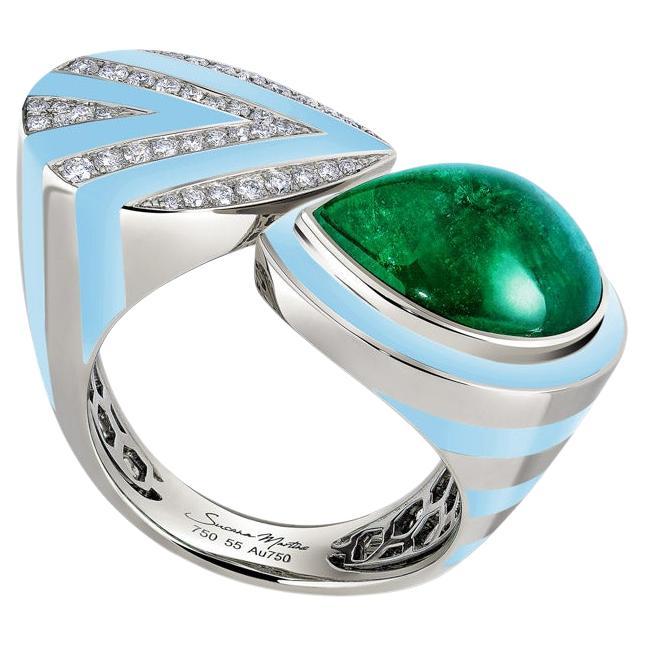 Art Deco Inspired Emerald Ring For Sale