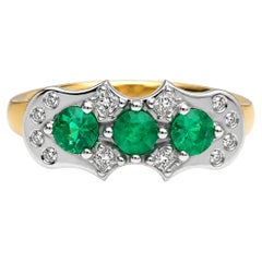 Art Deco inspired Emeralds in White and Yellow Gold Ring b Alexander Leyser