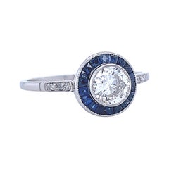 Art Deco Inspired Engagement Ring Diamond Sapphire Target Ring Art Deco Inspired Engagement Ring Diamond Sapphire Target Ring