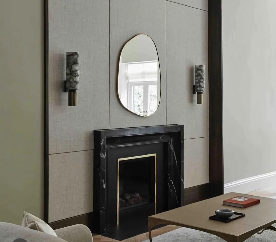 Art Deco inspired fireplace made in black and white Nero Marquina marble In New Condition For Sale In Tyrone, Northern Ireland