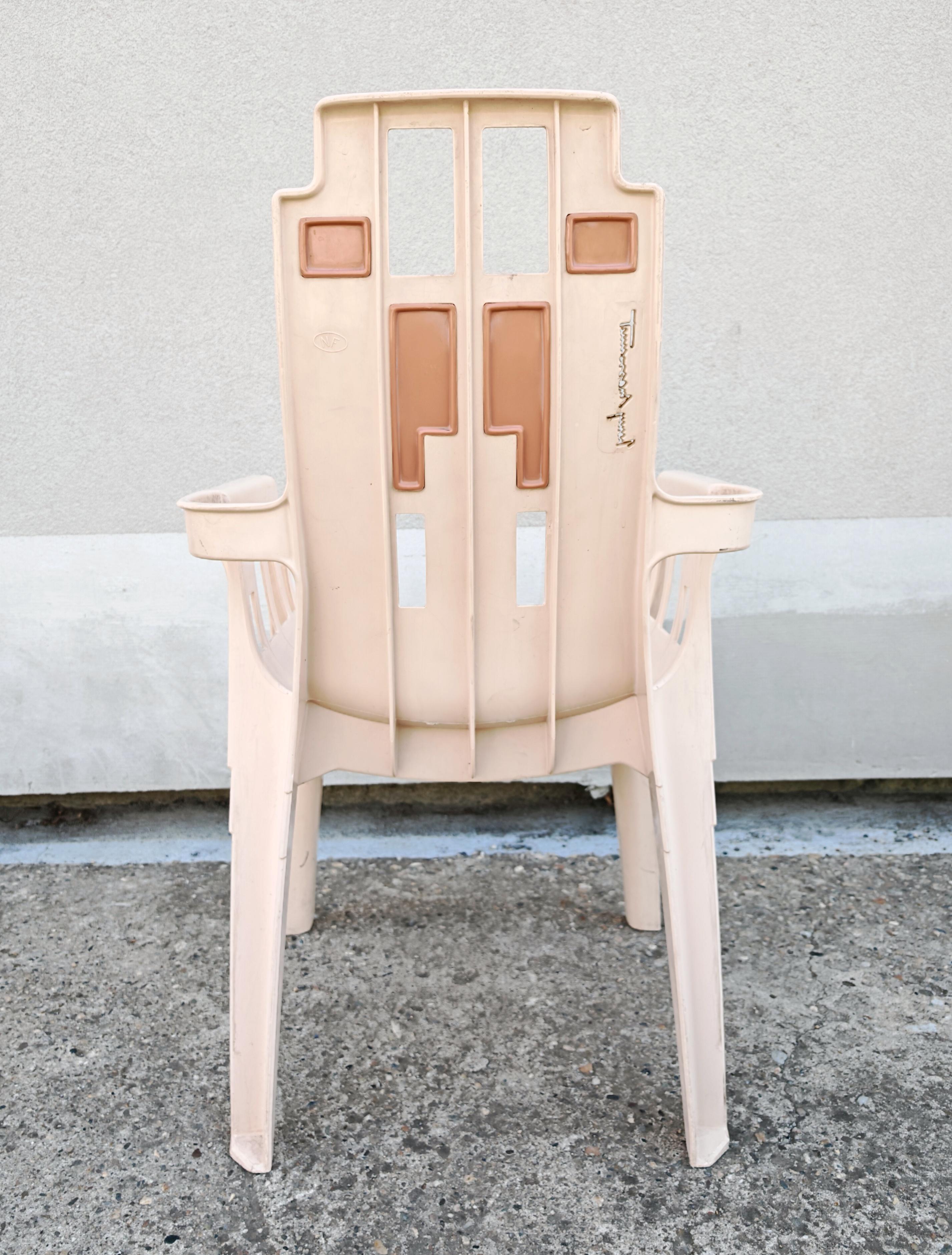 Set da giardino di ispirazione Art Déco, tavolo e 6 sedie di Pierre Paulin, Francia 1988 in vendita 9