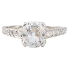 Art Deco Inspired GIA 1.05 Carat Cushion Cut Diamond Platinum Ring