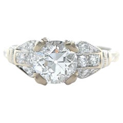 Art Deco Inspired GIA 1.08 Carats Old European Cut Diamond 18 Karat Gold Ring