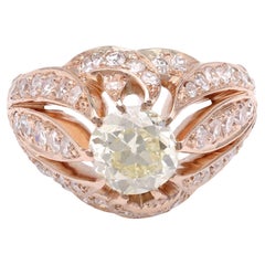 Antique Art Deco Inspired GIA 1.18 Carat Diamond Rose Gold Engagement Ring