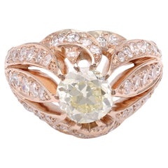 Anello di fidanzamento in oro rosa con diamante GIA da 1,18 carati di ispirazione Art Deco