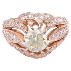 Art Deco Inspired GIA 1.18 Carat Diamond Rose Gold Engagement Ring