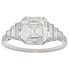 Art Deco Inspired GIA 2.03 Carat Emerald Cut Diamond Platinum Engagement Ring
