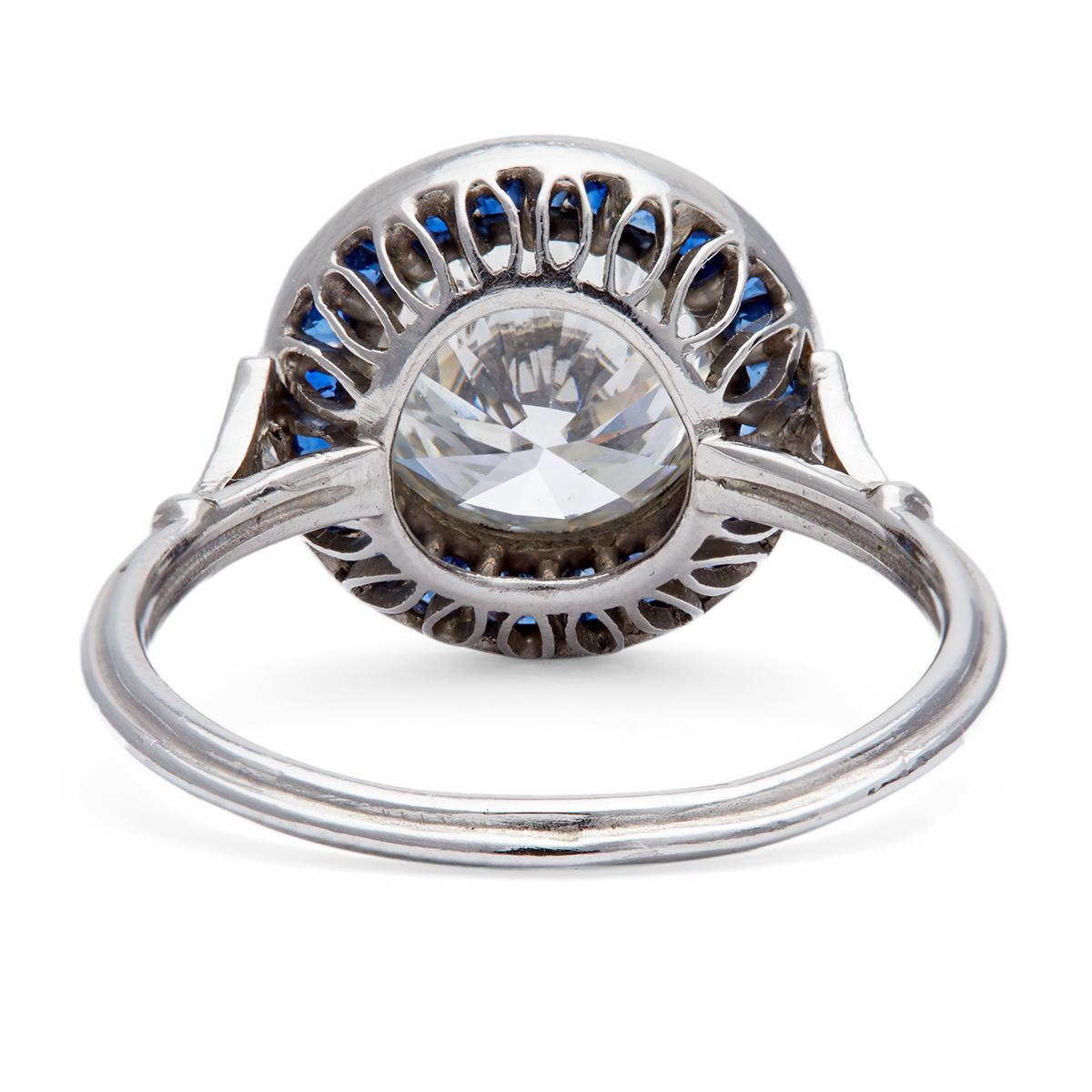 Art Deco Inspired GIA 2.21 Round Brilliant Cut Diamond Sapphire Platinum Target 2