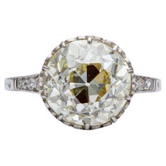 Art Deco inspirierter Verlobungsring, GIA 5,48 Karat alter europäischer Diamant Platin