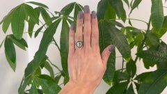Art Deco Inspired GIA 6.62 Carats Old Mine Cut Diamond Emerald Platinum Ring