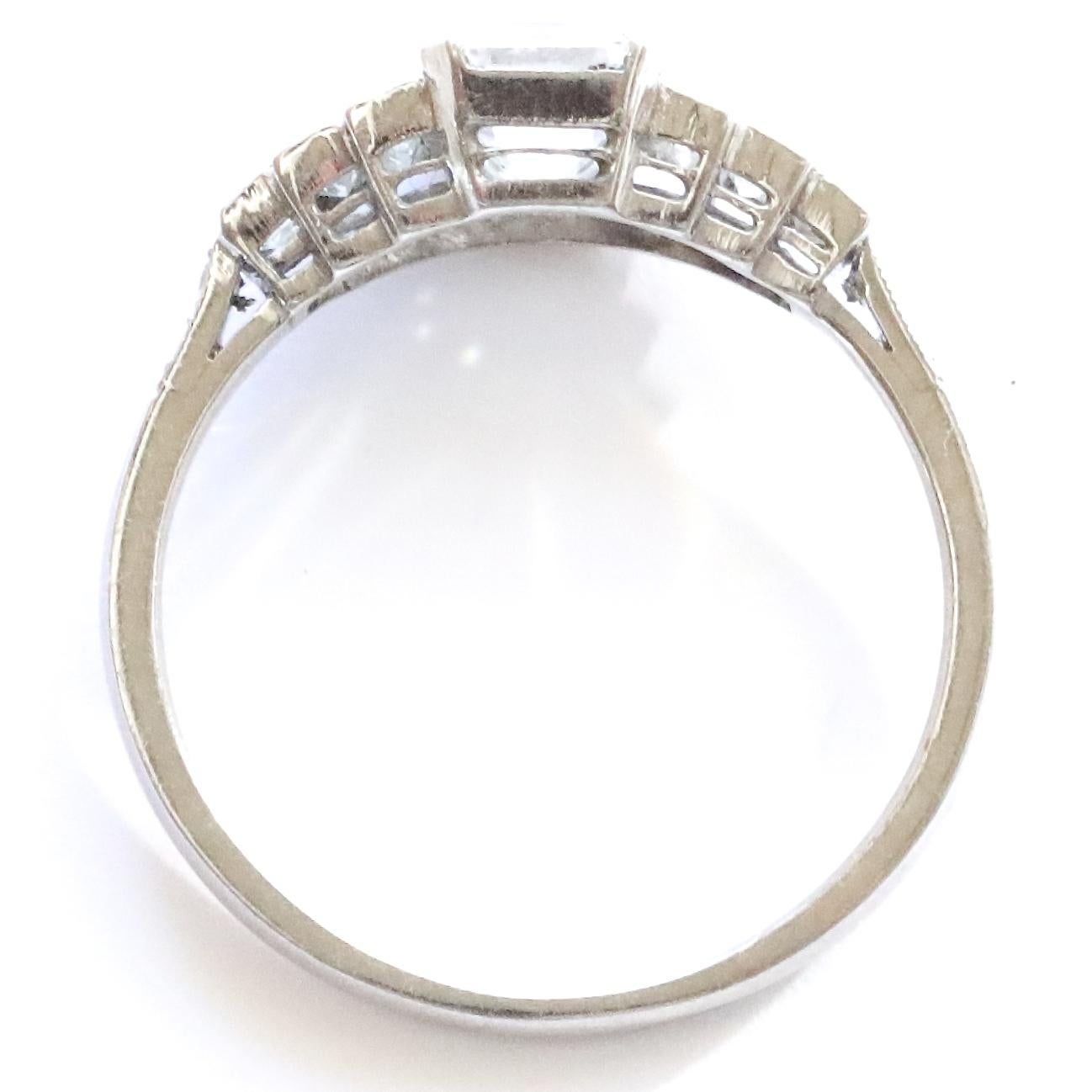 Women's Art Deco Inspired GIA E Color VS1 Clarity 1.02 Carat Diamond Platinum Ring