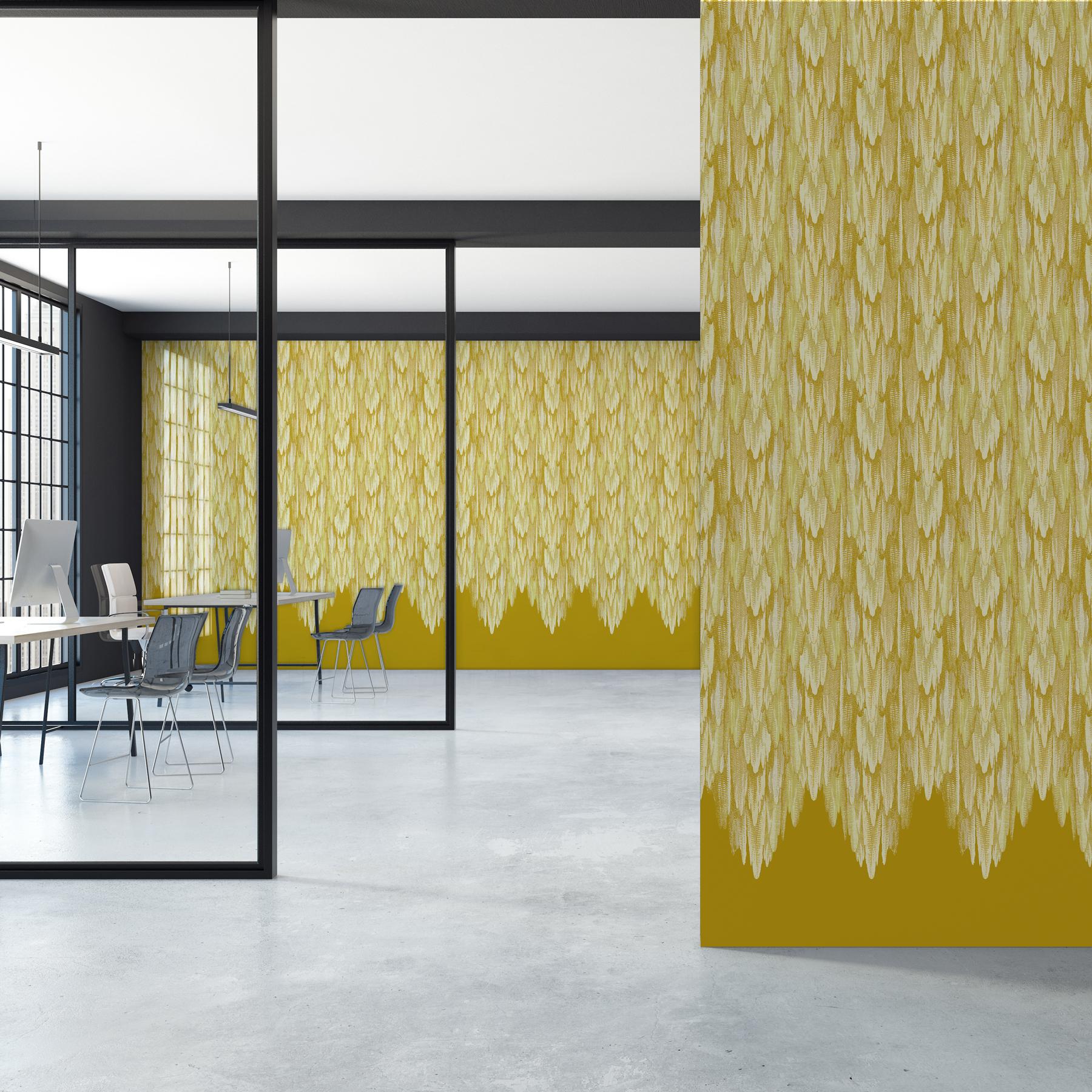 MINIMUM ORDER 4 ROLLS FOR A TOTAL OF 44 YARDS.

Grotto Turmeric Mica. This colorway is printed on our exclusive Mica coated grounds, which lend an amazing shimmer to the wall.

This design is inspired by the grottoes often present in European