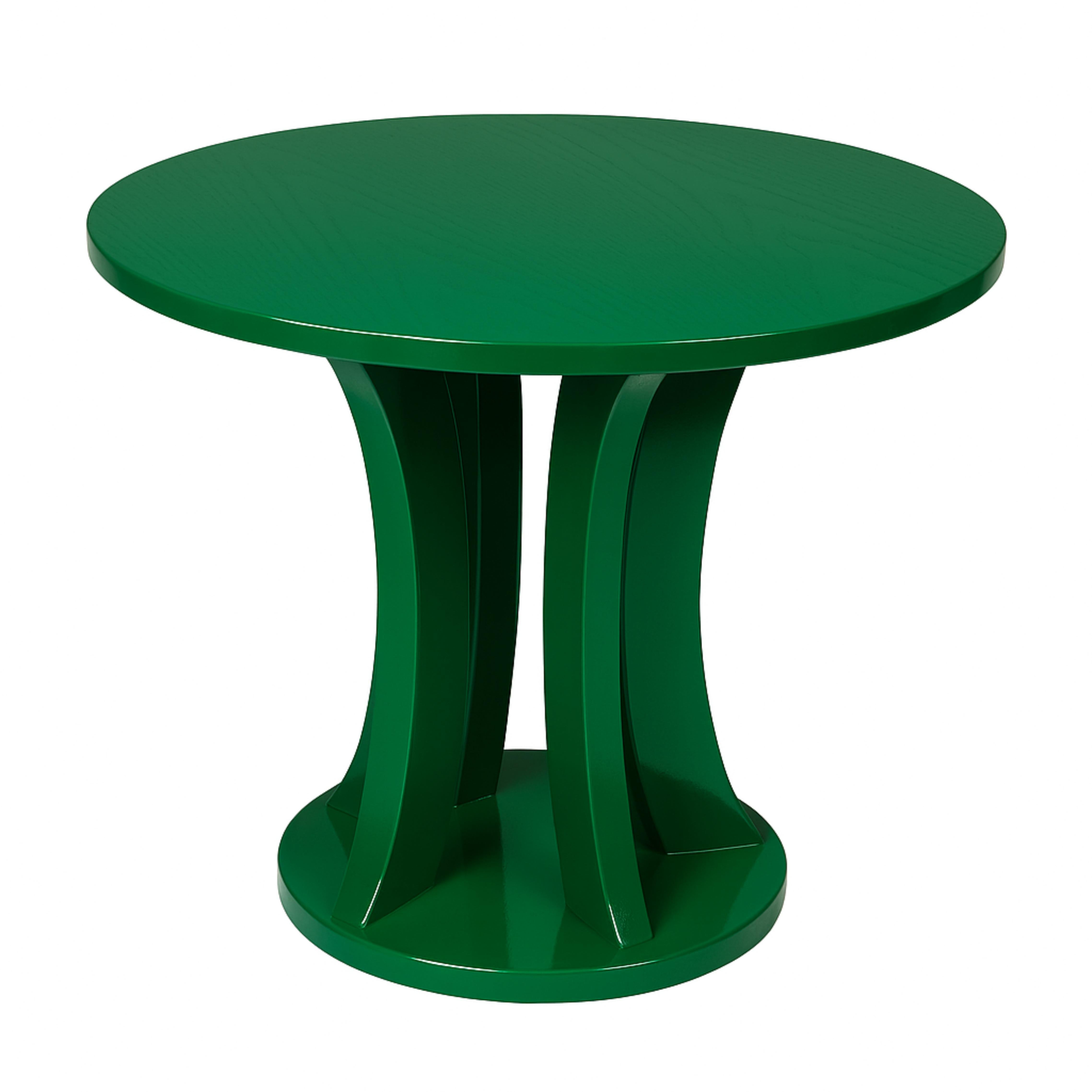 Art Deco Inspired Green Emerald color Circular Pedestal Table, 20th Century In Good Condition For Sale In Lisbon, PT