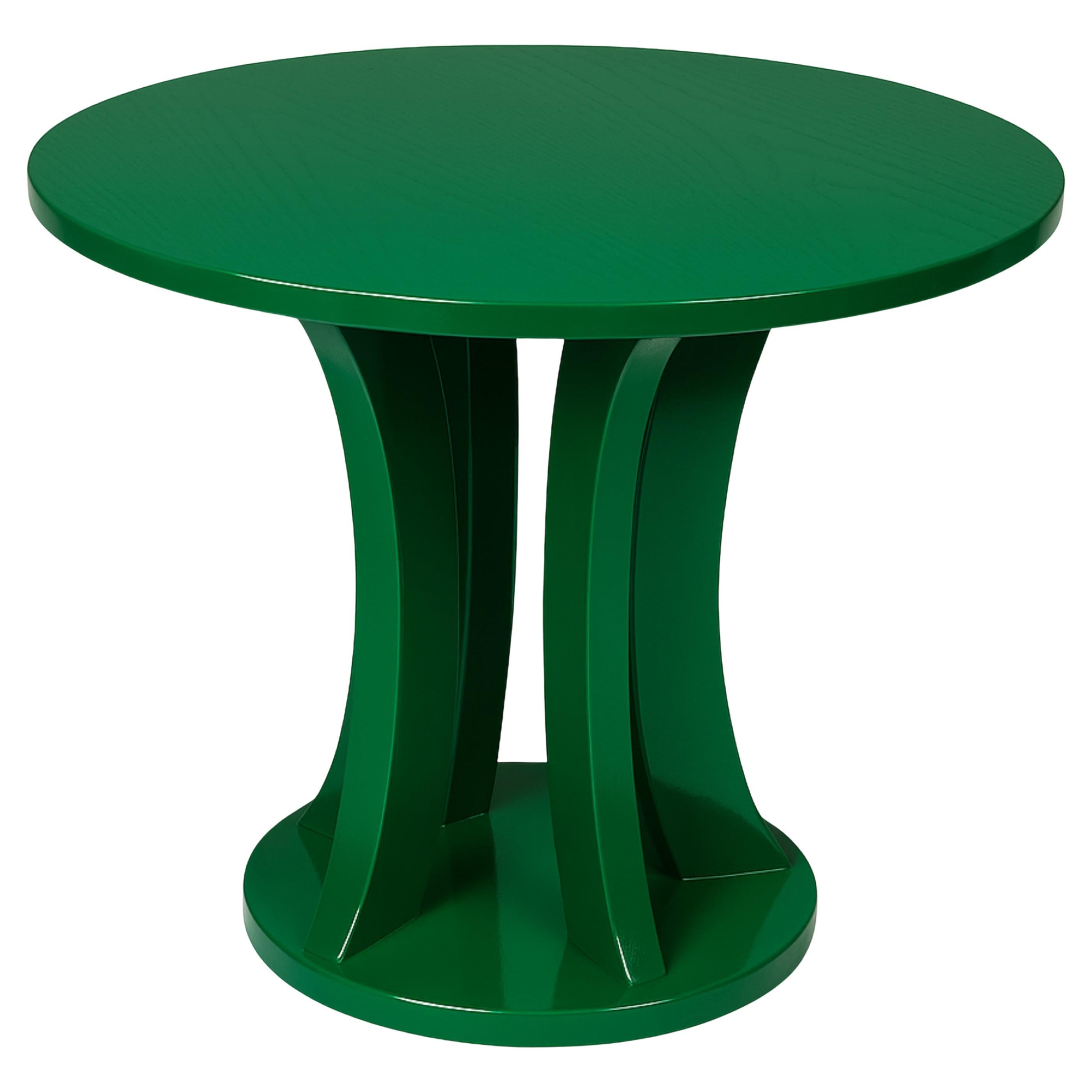 Art Deco Inspired Green Emerald color Circular Pedestal Table, 20th Century
