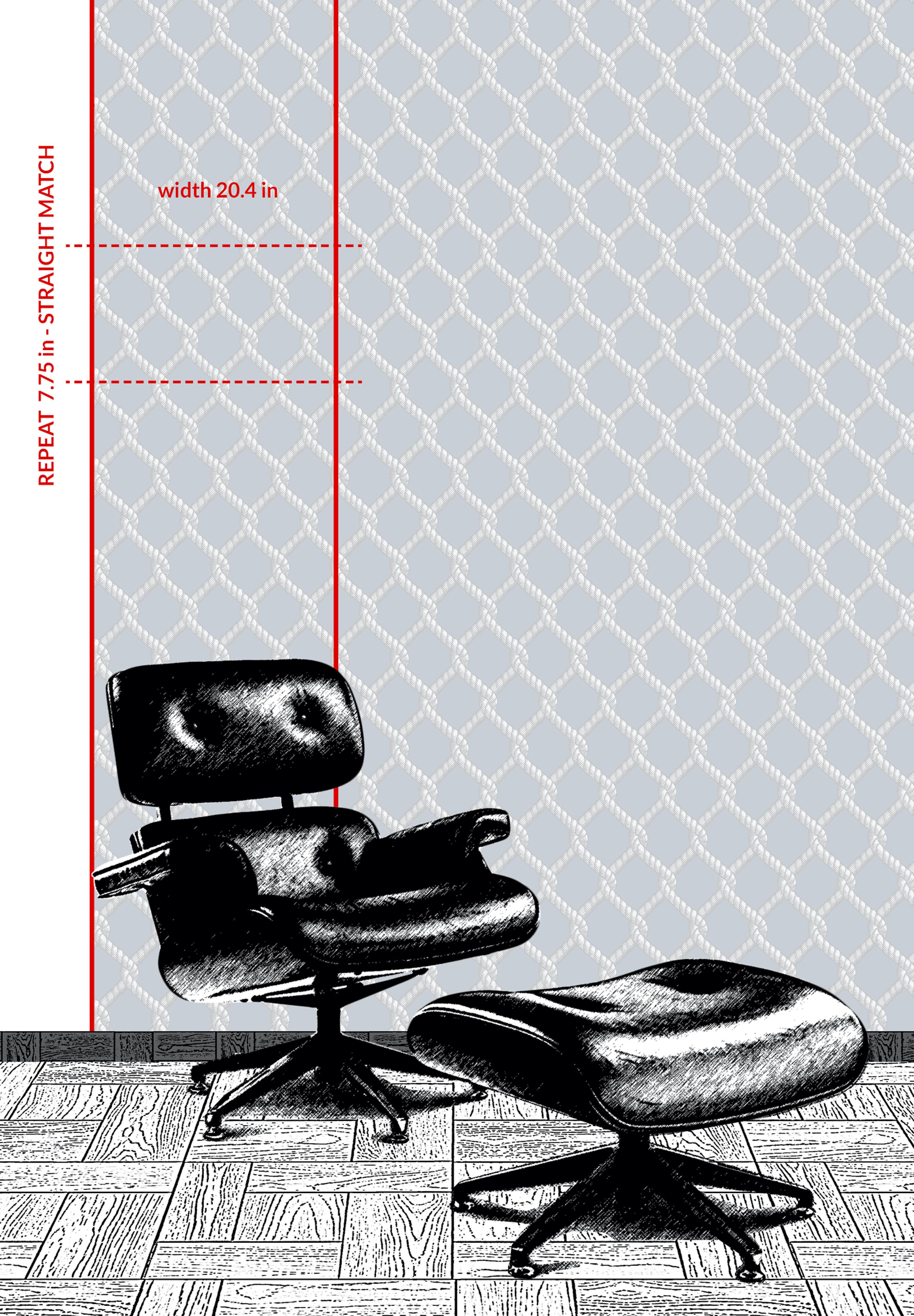 Contemporary Art Deco Inspired Grey Wallpaper: Net Nougat For Sale