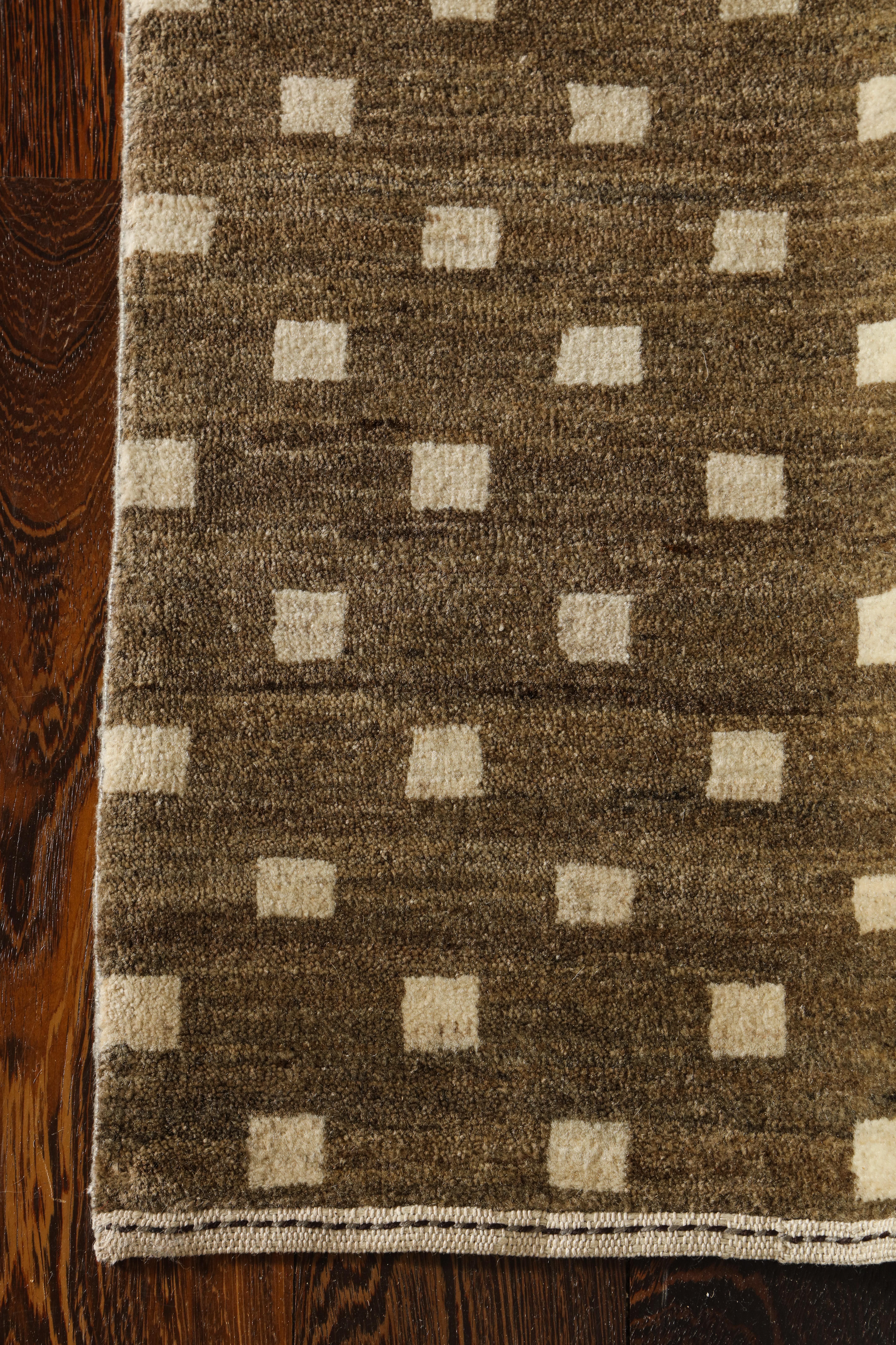 Art Deco-inspirierter Labyrinth-Perserteppich aus Wolle in Taupe, Creme & Brown, 9 x 12 im Angebot 1