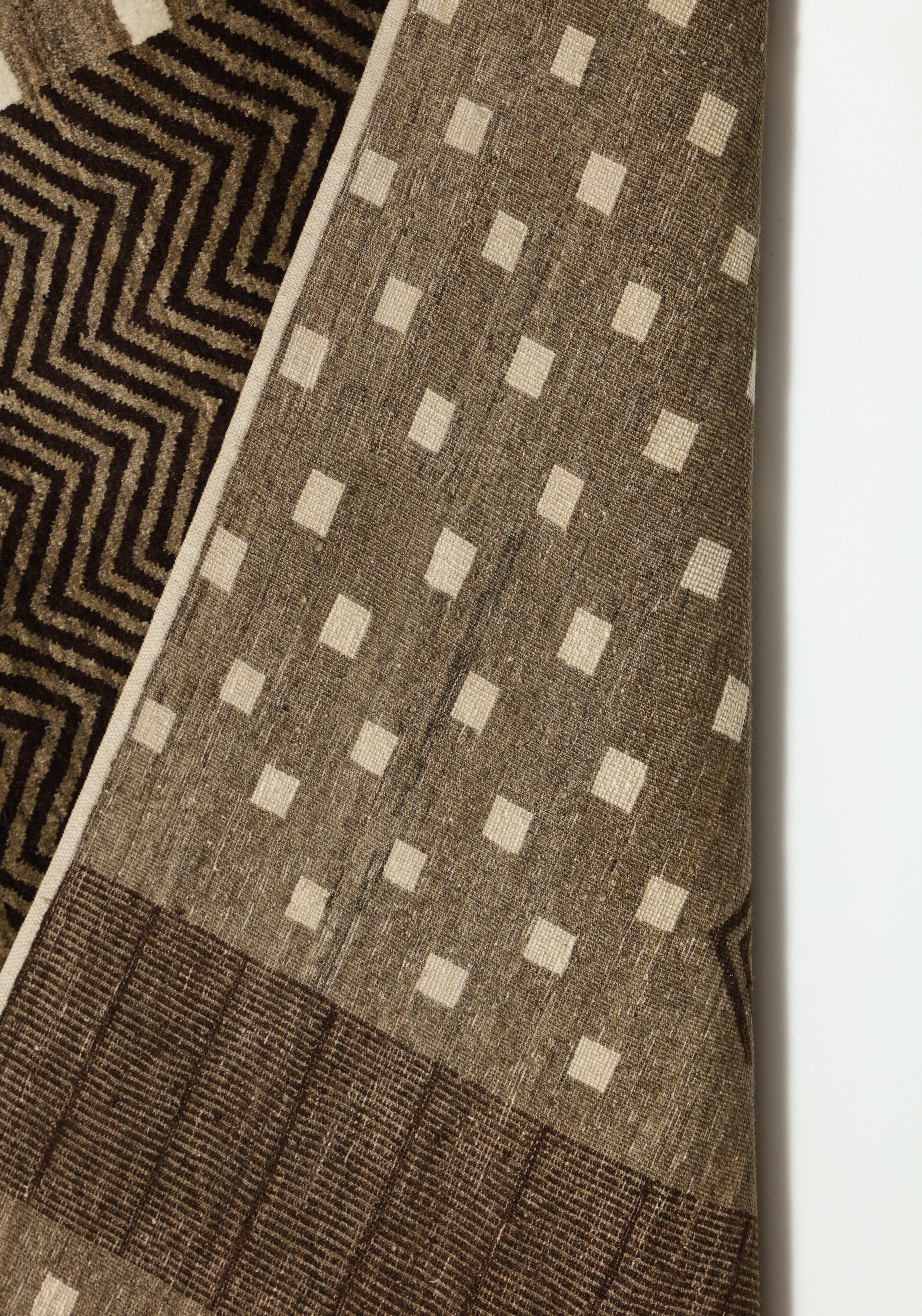 Art Deco-inspirierter Labyrinth-Perserteppich aus Wolle in Taupe, Creme & Brown, 9 x 12 im Angebot 2