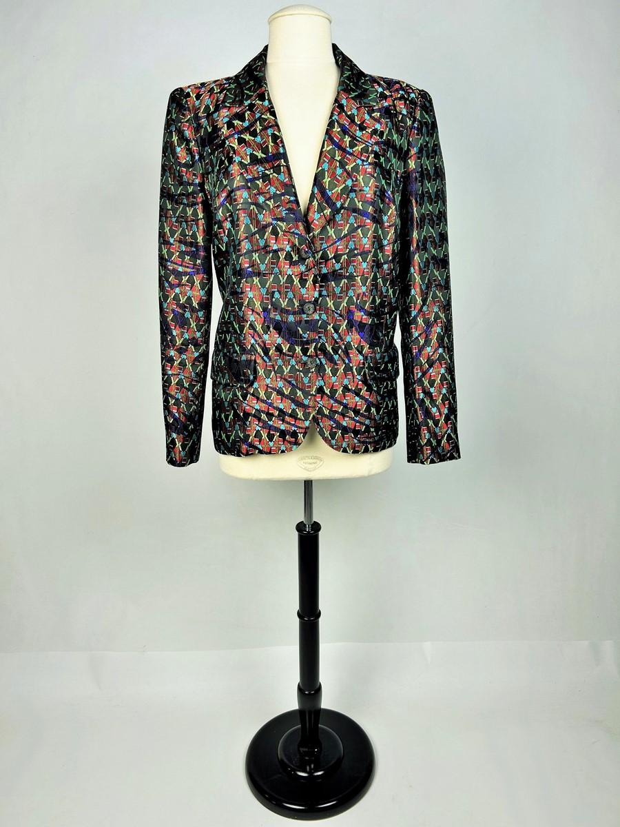 Art Deco-inspired lamé jacket by Christian Lacroix Circa 2000 In Good Condition For Sale In Toulon, FR