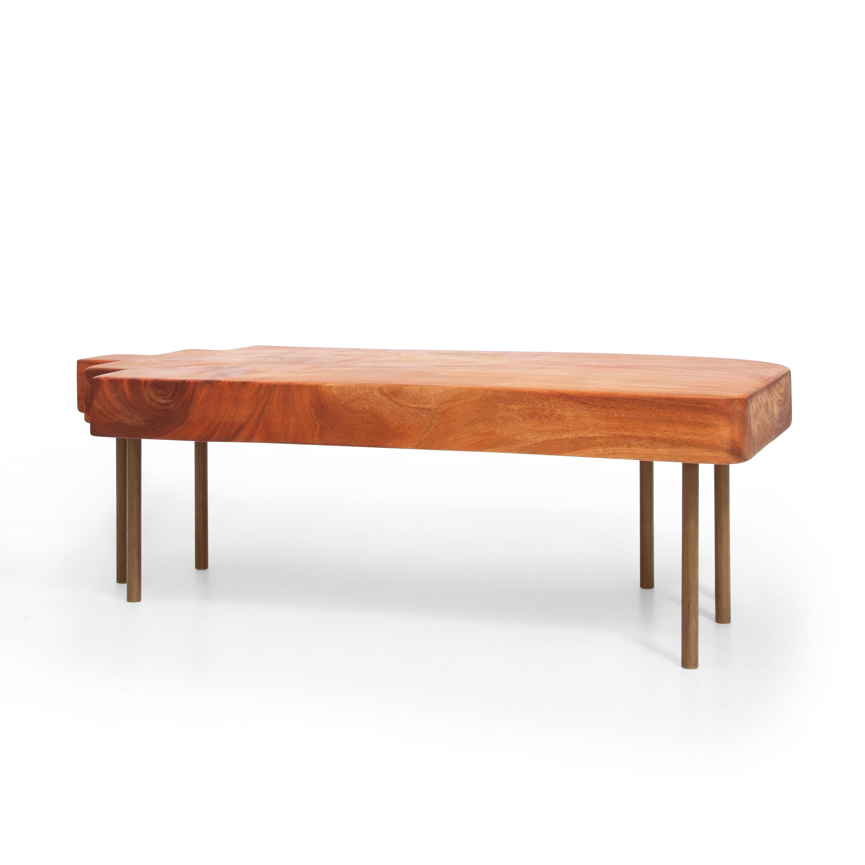 Contemporary Arte Honor: Art Deco-Inspired Mahogany & Brass Coffee Table  For Sale