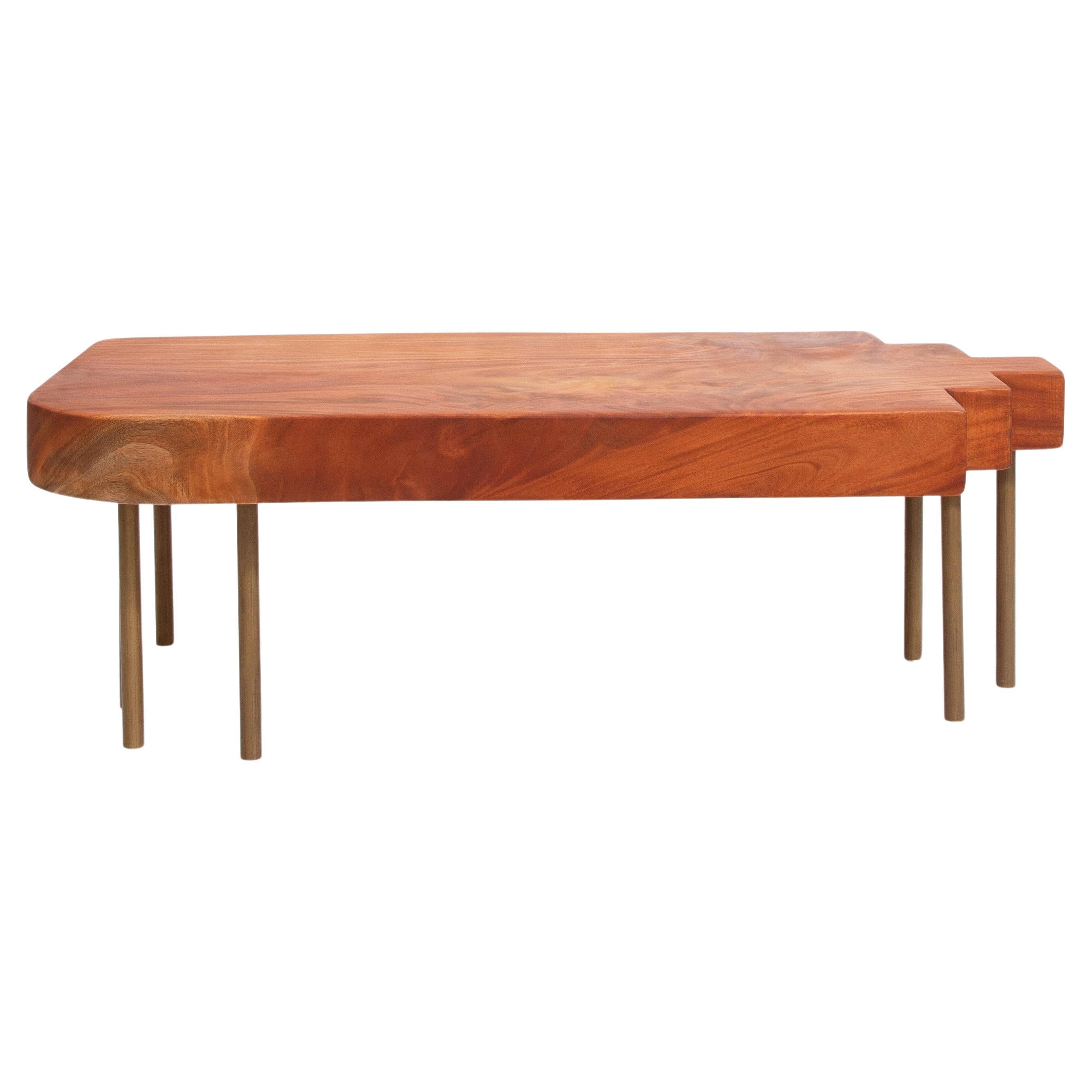 Arte Honor: Art Deco-Inspired Mahogany & Brass Coffee Table  For Sale