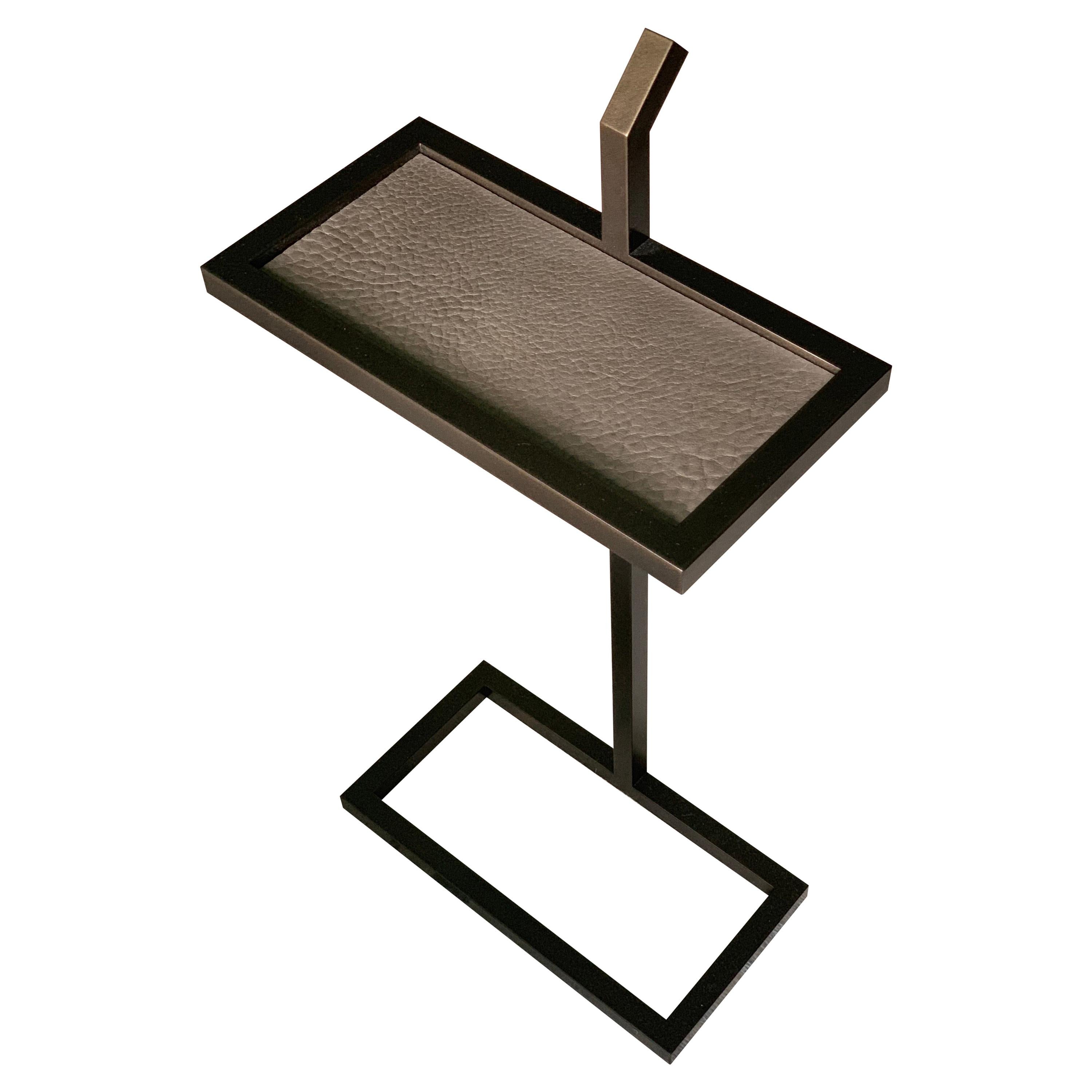 Art Deco Inspired Martinez Martini Table in Steel Powder Coated and Buffalo Tile For Sale at 1stDibs