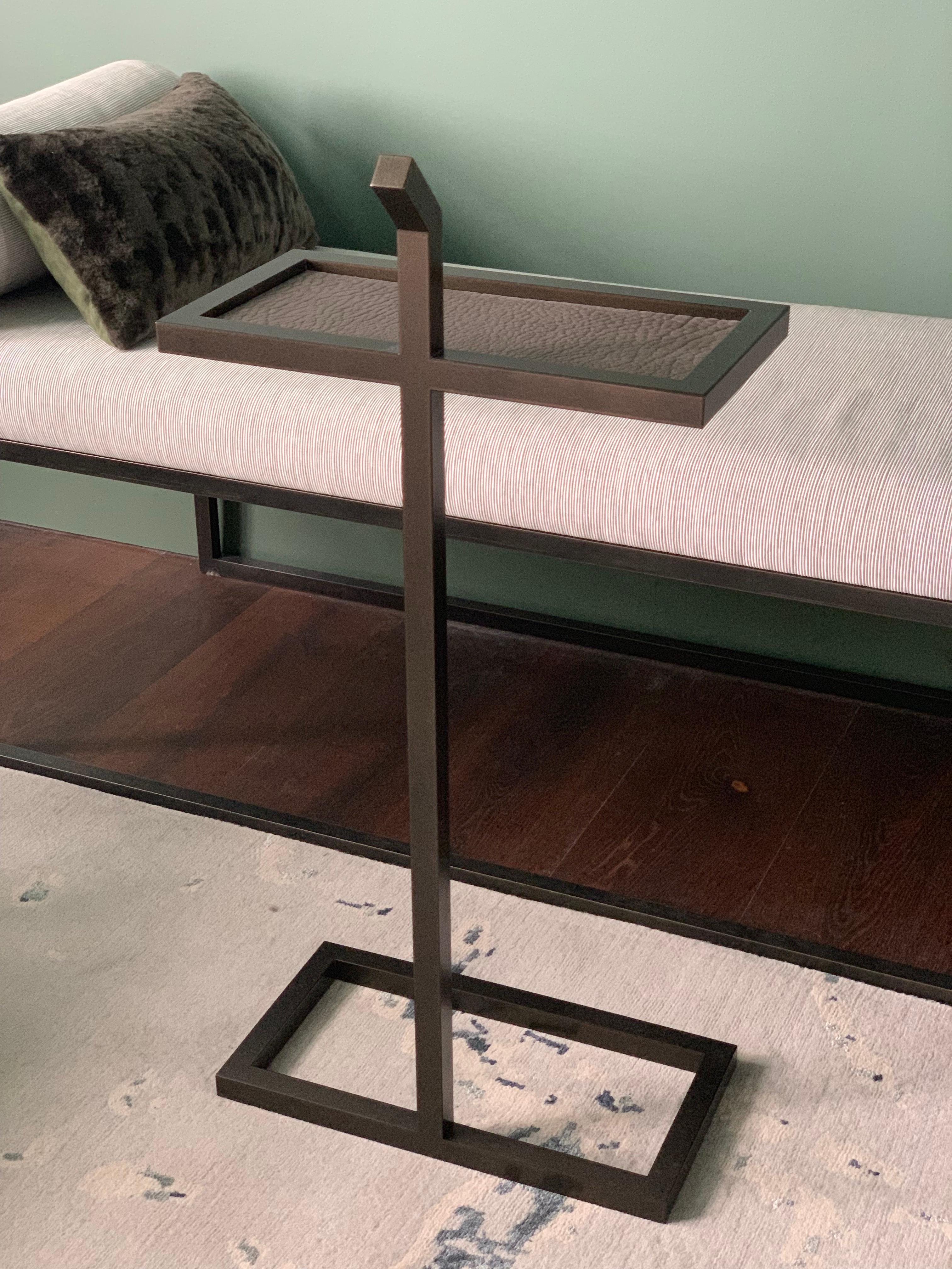 Art Deco Inspired Martinez Martini Table in Steel Powder Coated and Buffalo Tile For Sale 3