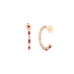 Art Deco-inspirierte Ohrringe mit natürlichem Rubin und Diamant aus 14K Gelbgold 1.48Ct