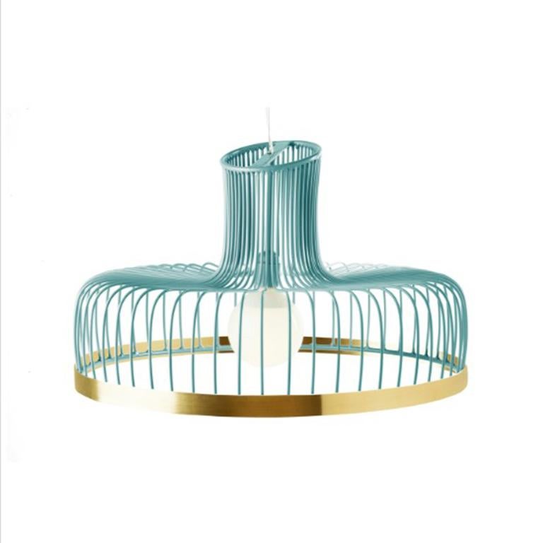 Portoghese Lampada a sospensione New Spider di ispirazione Art Deco in avorio e ottone lucido rosso in vendita