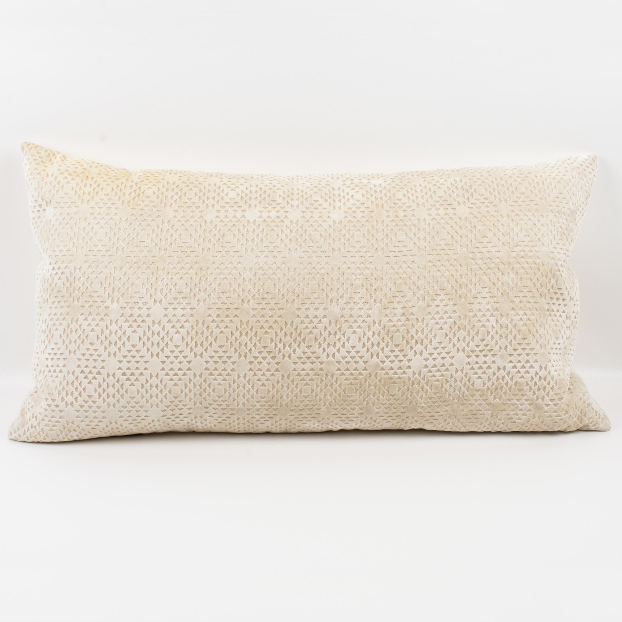 Art Déco Cuscino da lancio in velluto bianco sporco di ispirazione Art Deco in vendita