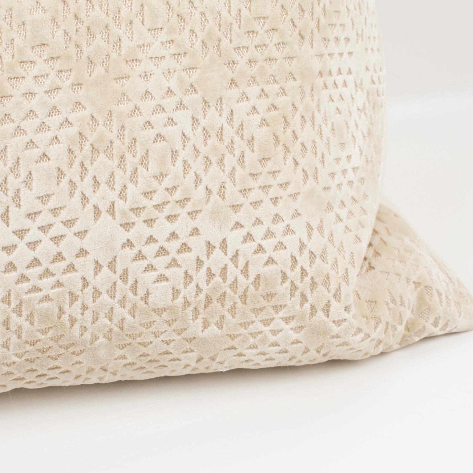 Contemporary Art Deco Inspired Off-White Velvet Throw Pillow For Sale