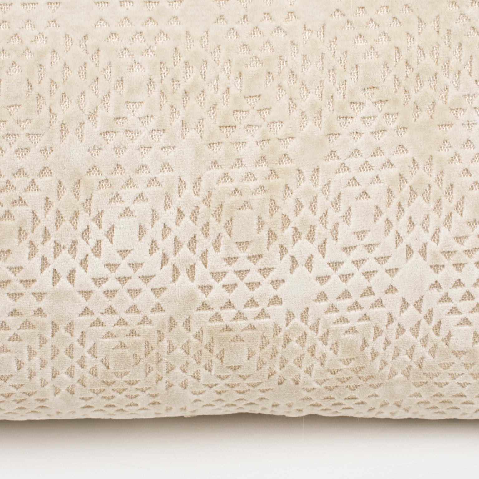 Art Deco Inspired Off-White Velvet Throw Pillow For Sale 1