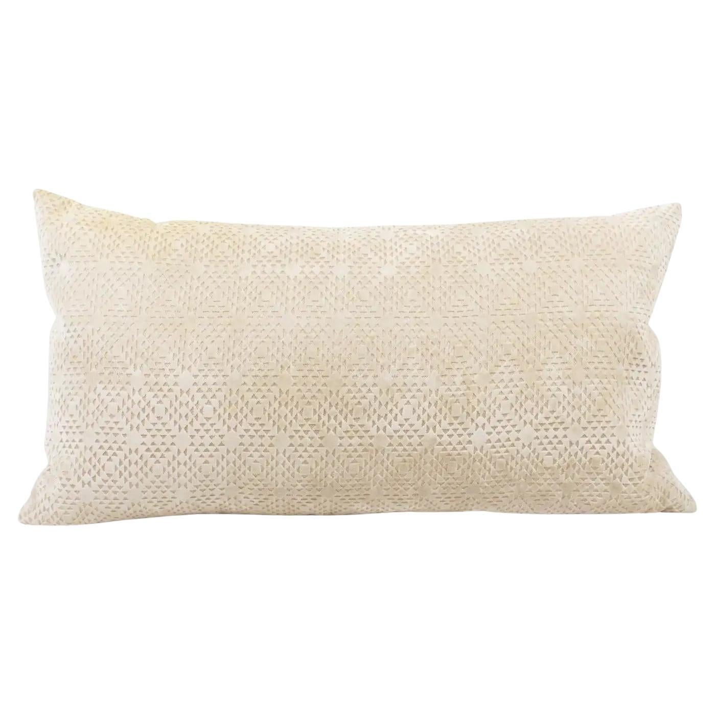 Art Deco Inspired Off-White Velvet Throw Pillow
