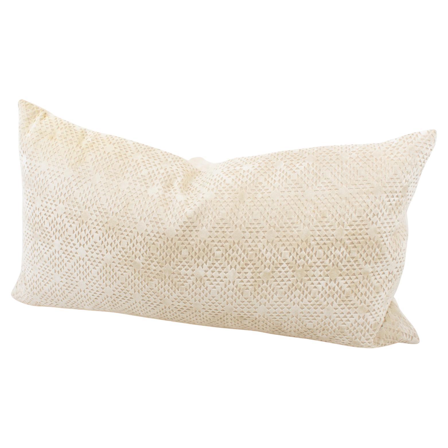 Art Deco Inspired Off-White Velvet Throw Pillow
