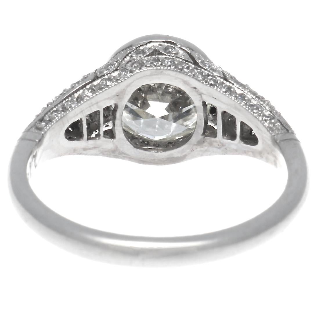Women's Art Deco Inspired Old European Cut 2.26 Carat Diamond Platinum Engagement Ring