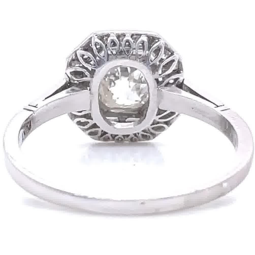 Art Deco Inspired Old Mine Cut Diamond Platinum Ring 1