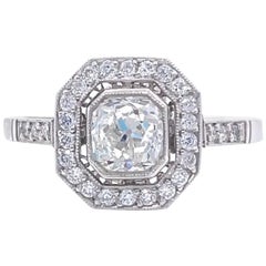 Art Deco Inspired Old Mine Cut Diamond Platinum Ring