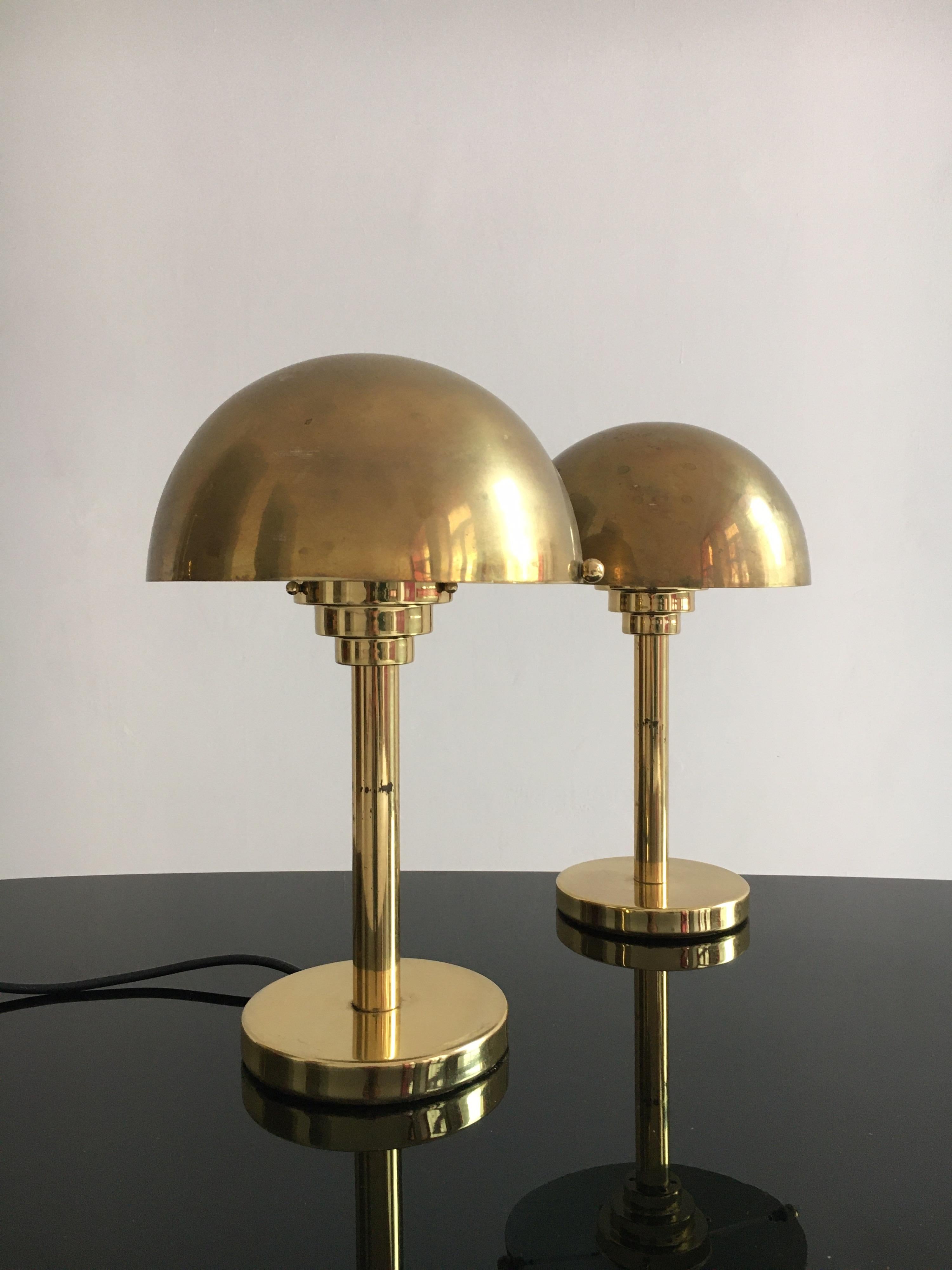 Art Deco Inspired Patinated Brass Mushroom Lamps, Austria, 1970s 1
