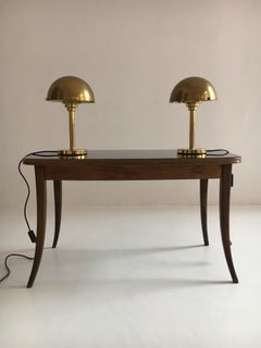 Art Deco Inspired Patinated Brass Mushroom Lamps, Austria, 1970s