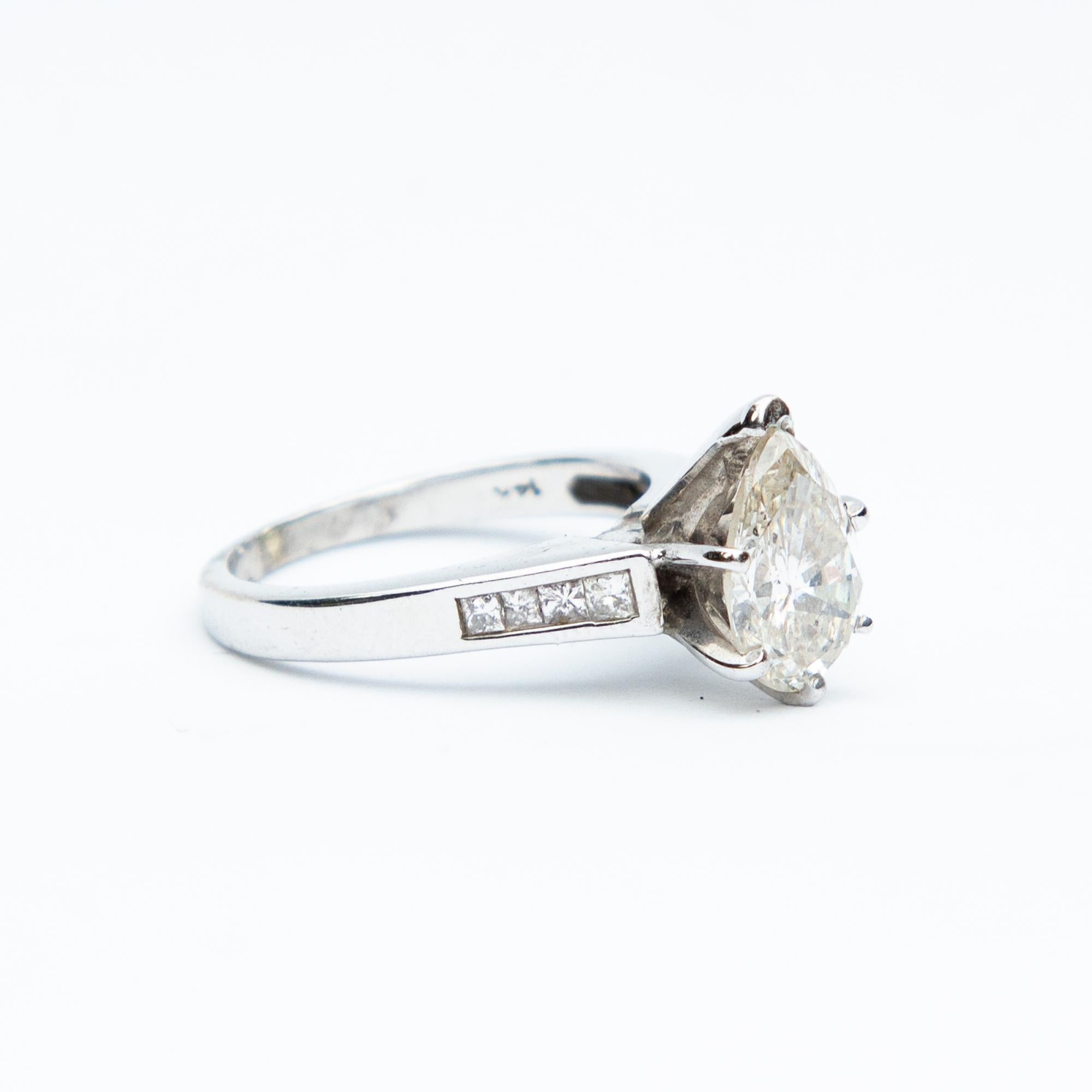 Art Deco Inspired Pear Cut White Gold Diamond Ring In Excellent Condition In Chipping Campden, GB