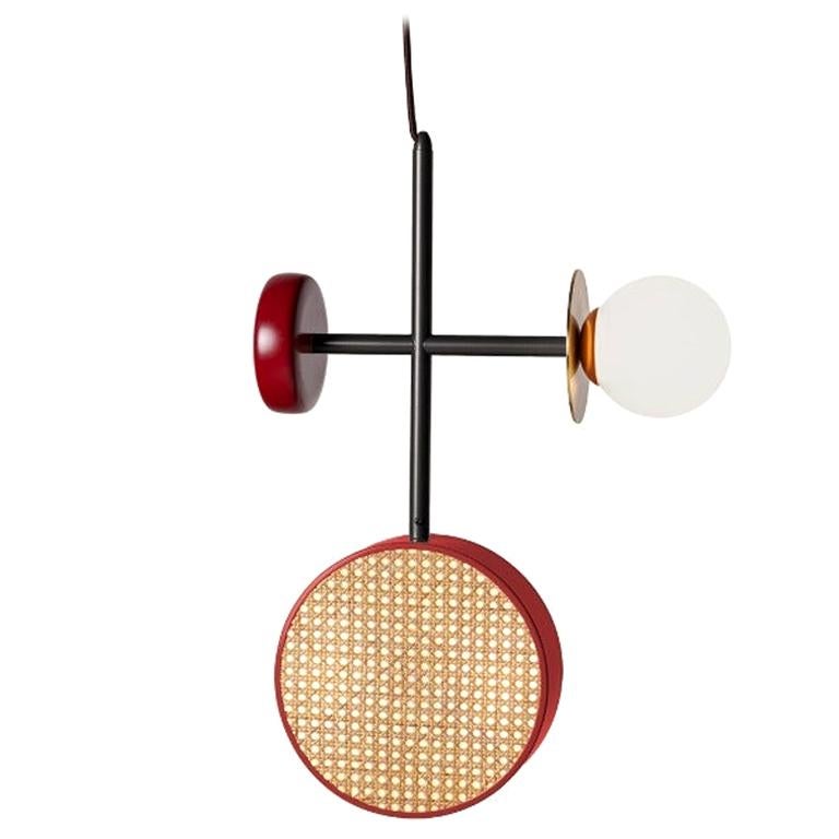 Art Deco Inspired Pendant Lamp Monaco III in Black, Lipstick Red and Wine Red