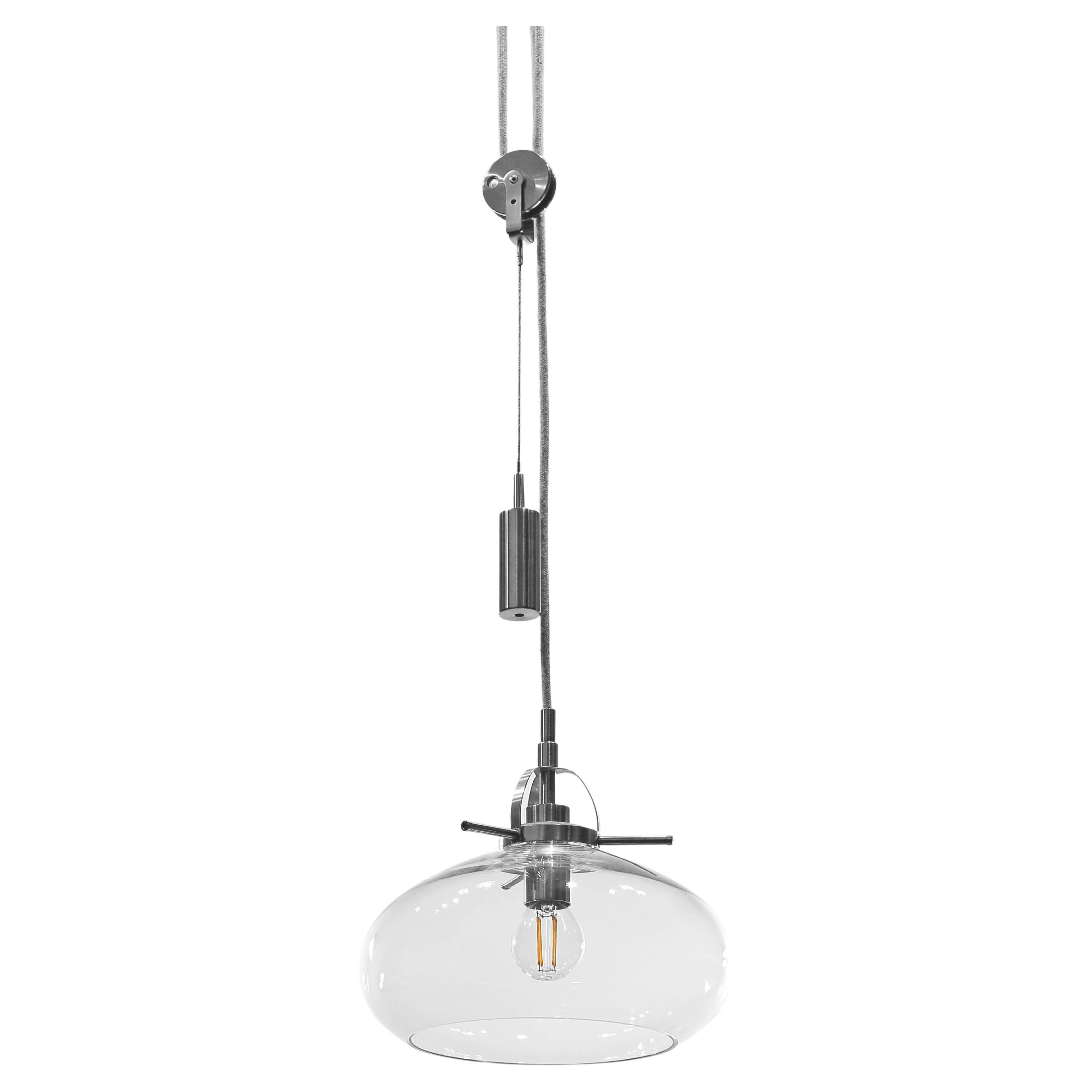 Modern Glass Pendant Lamp with a Weight For Sale