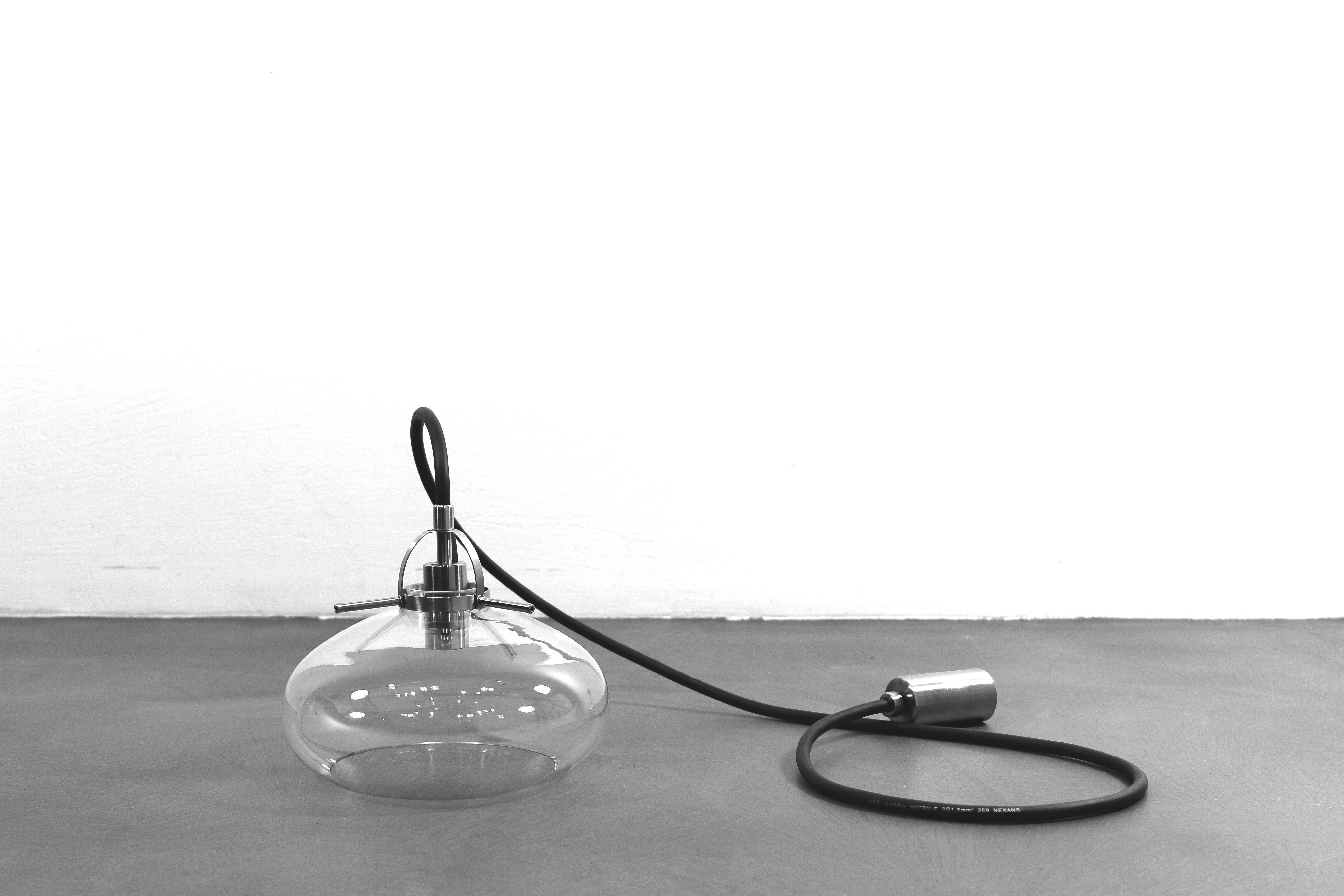Glass Pendant Lamp with Industrial Look  In New Condition For Sale In KRAKÓW, PL