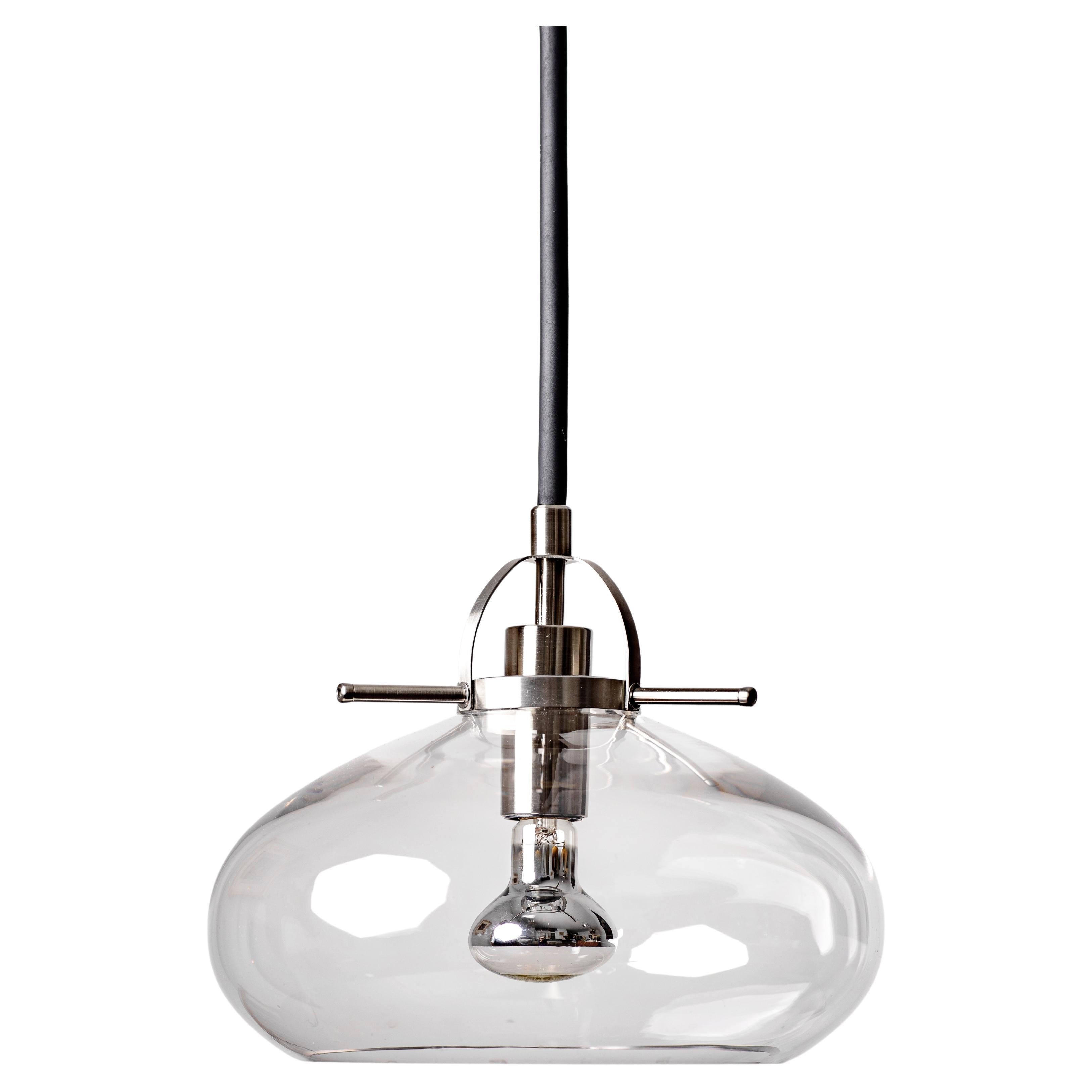 Glass Pendant Lamp with Industrial Look  For Sale