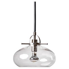 Lampe suspendue en verre d'aspect industriel 