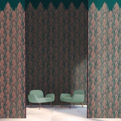 Art Deco Inspired Pink & Green Wallpaper Panels: Grotto Rambouillet