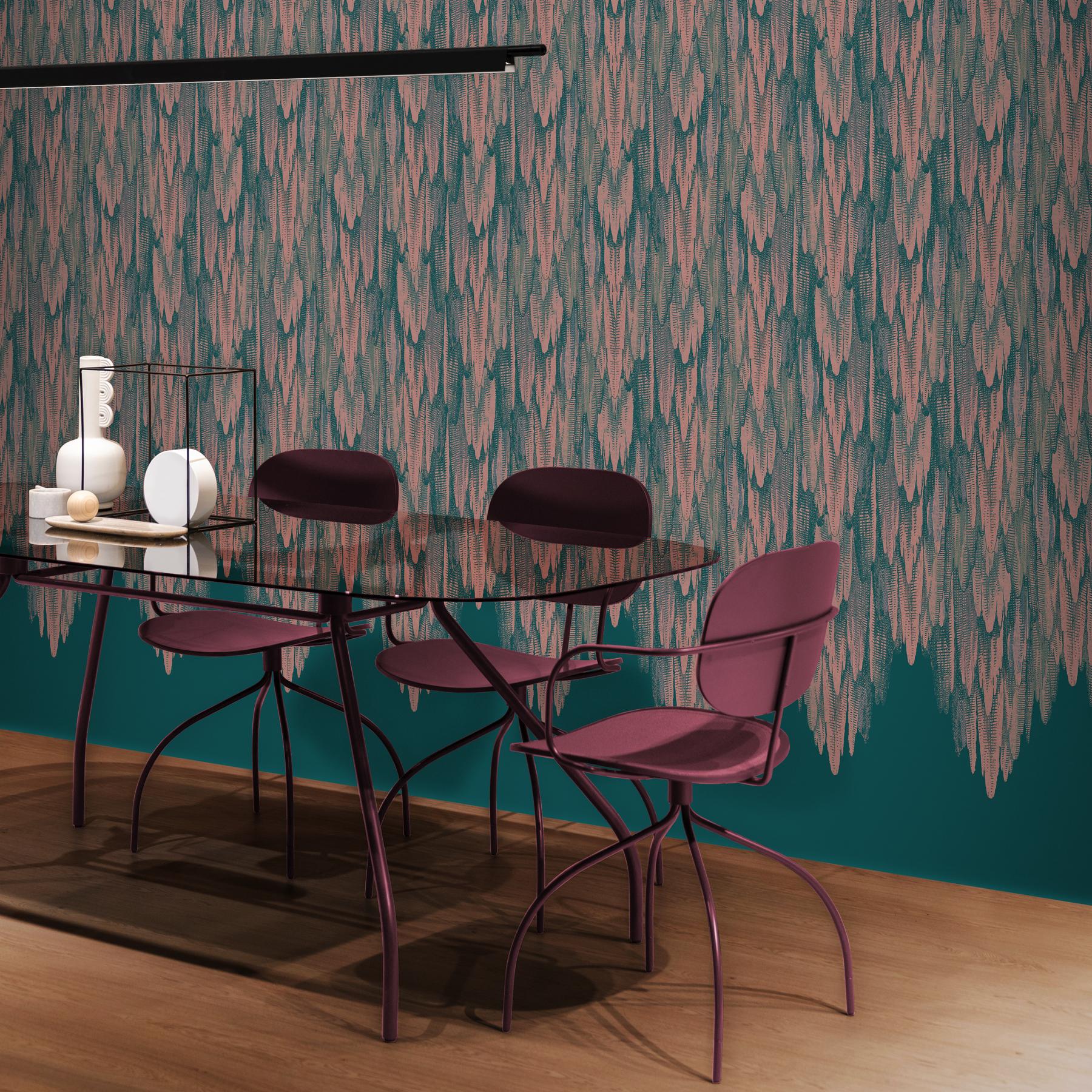 British Art Deco Inspired Pink & Green Wallpaper Panels: Grotto Rambouillet For Sale