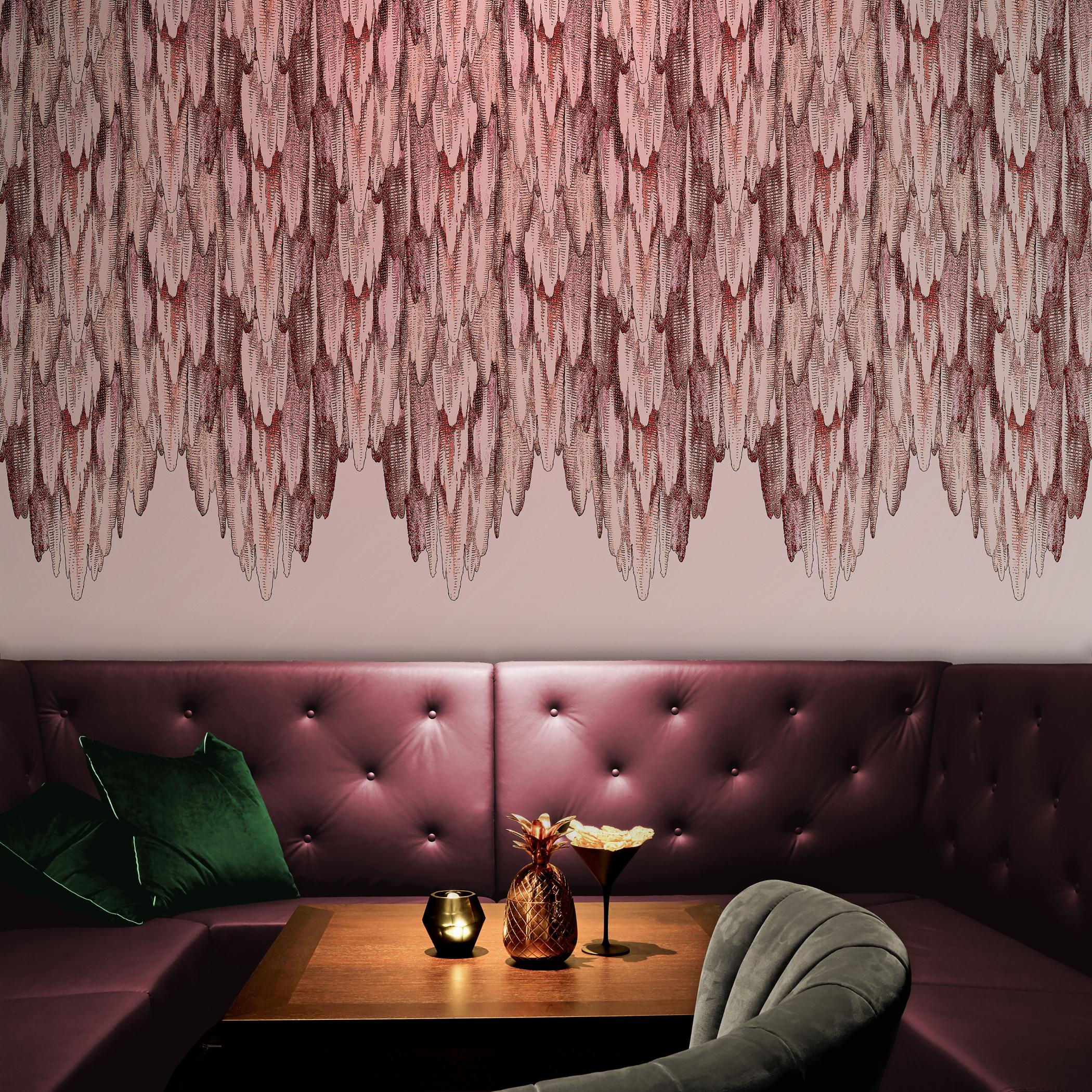 British Art Deco Inspired Pink Wallpaper Panels: Grotto Pink Quarts For Sale