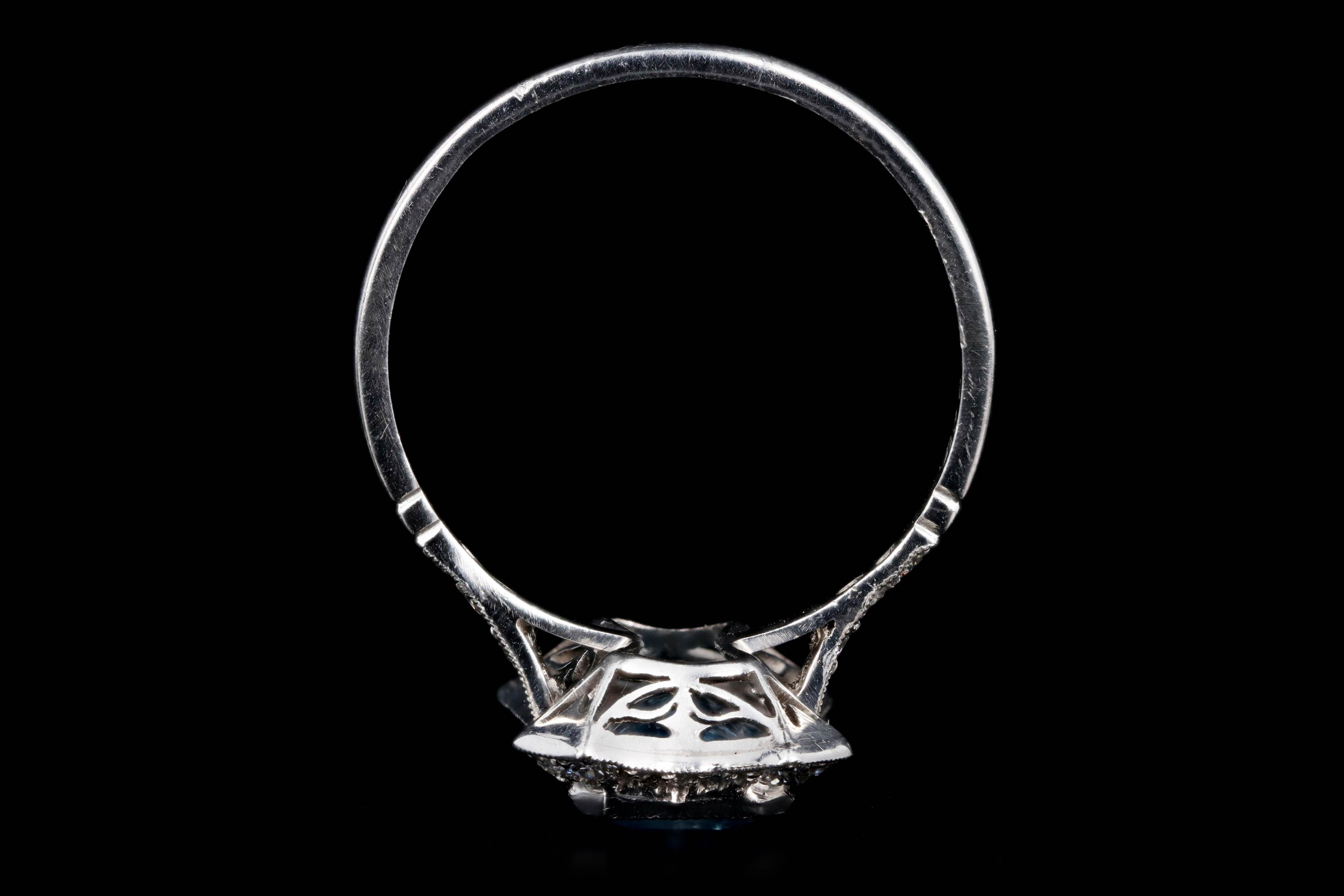 Women's Art Deco Inspired Platinum 2.18 Carat Aquamarine & Diamond Ring For Sale
